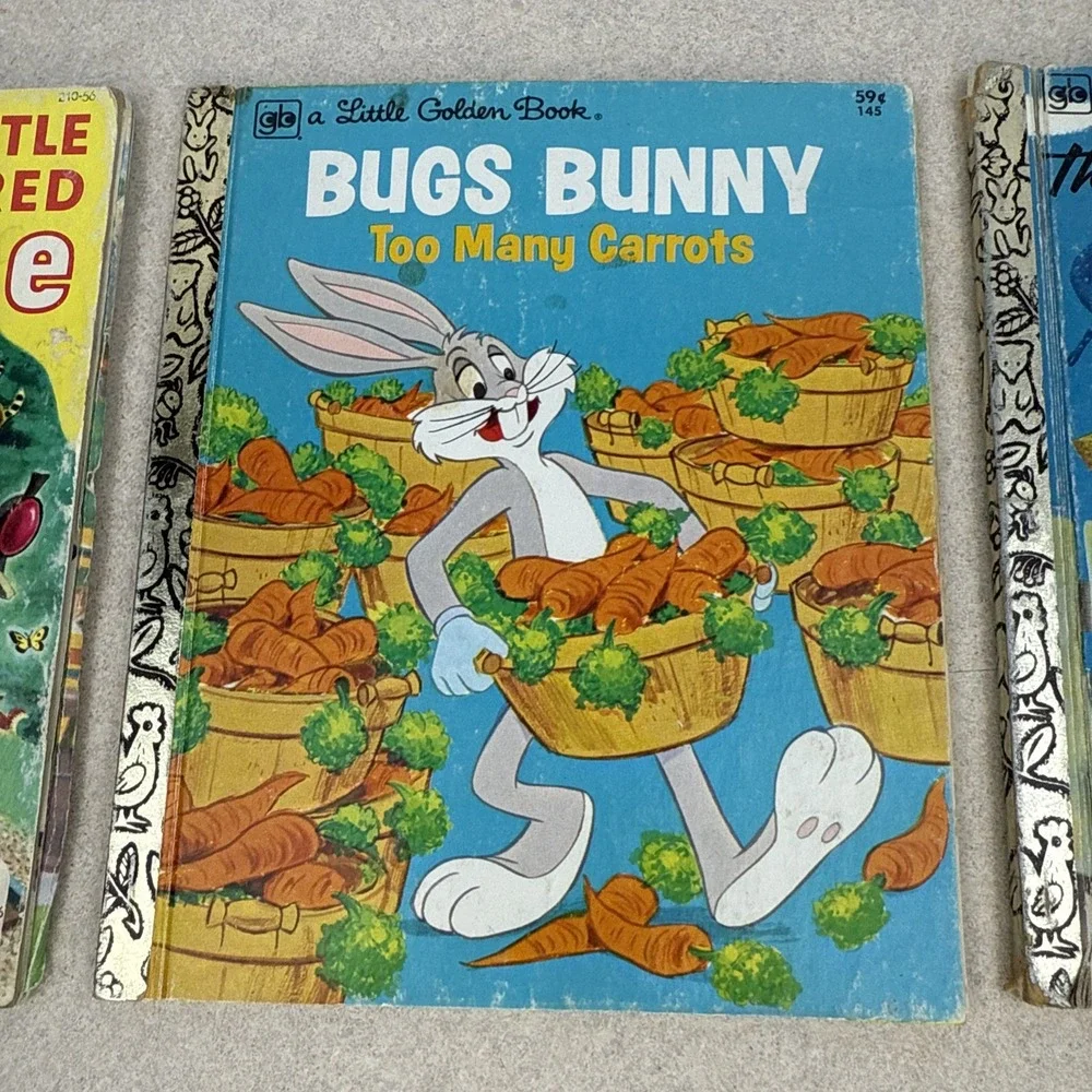 Vintage Little Golden Books Lot of 3 Little Red Hen, Bugs Bunny, Little Red Cabo
